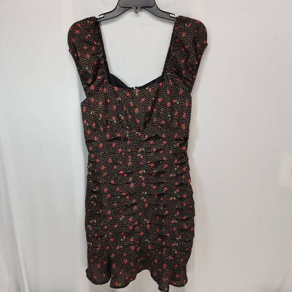 Lulus Size S Finding Romance Black Multi Print Pleated Mini Dress T - Picture 3 of 12